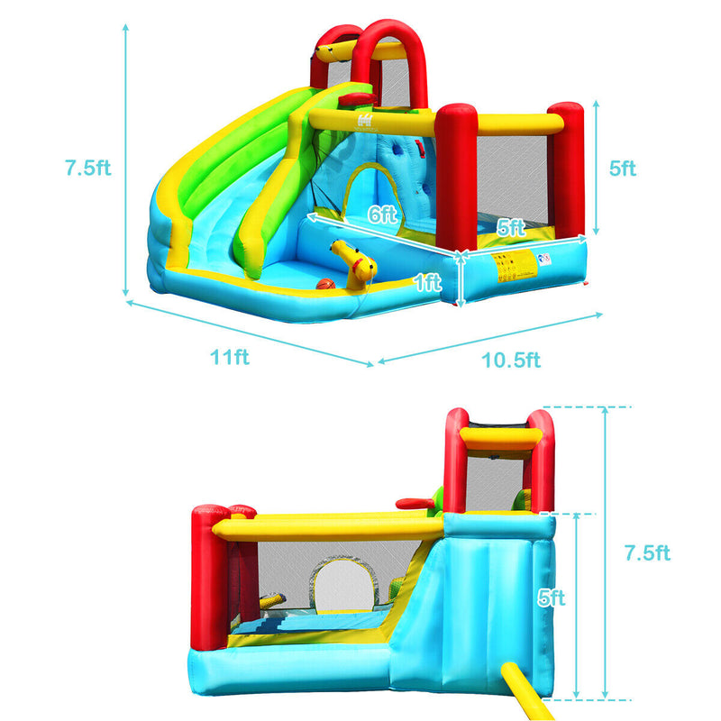 6-in-1 Inflatable Bounce House with Climbing Wall and Basketball Hoop without Blower