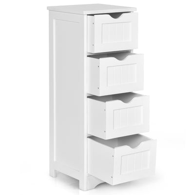 Floor Wooden Free Standing Storage Side Organizer for Bathroom-White