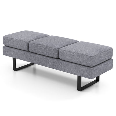 Waiting Room Bench Seating Long Bench with Metal Frame Leg-Gray