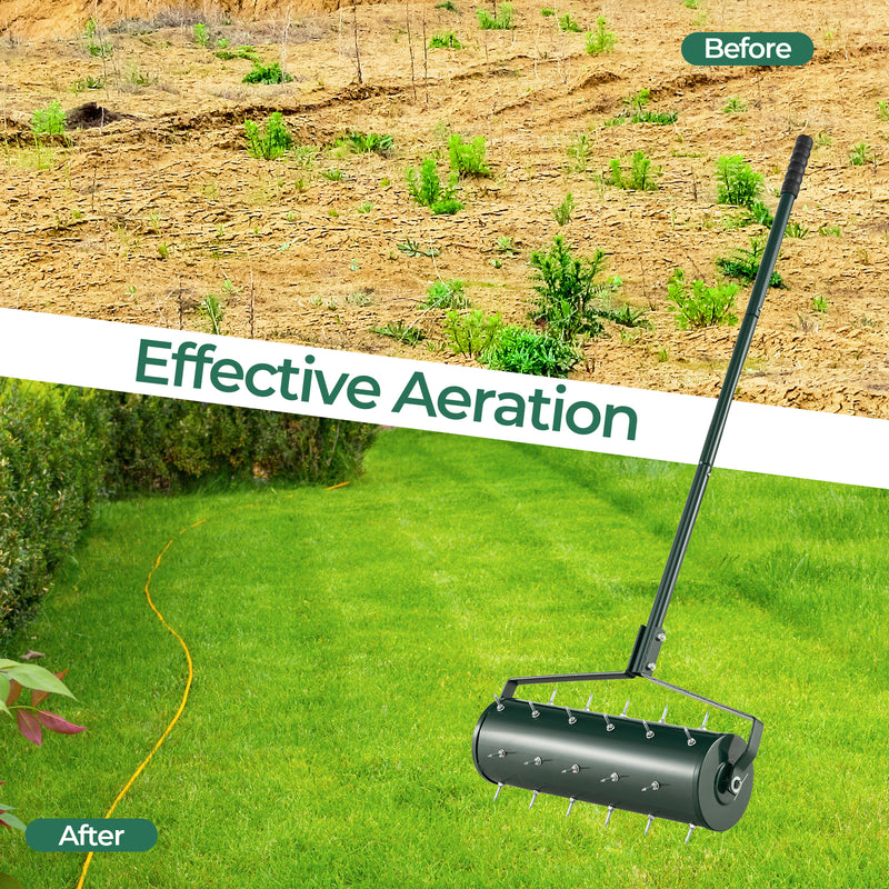 18/21 Inch Manual Lawn Aerator with Detachable Handle Filled with Sand or Stone-21 inches