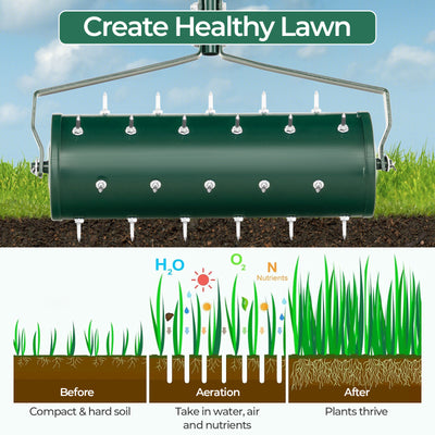 18/21 Inch Manual Lawn Aerator with Detachable Handle Filled with Sand or Stone-21 inches