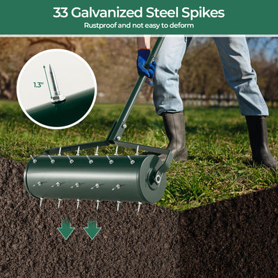 18/21 Inch Manual Lawn Aerator with Detachable Handle Filled with Sand or Stone-21 inches