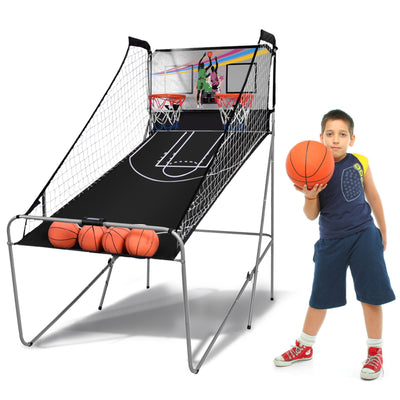 Foldable Double Electronic Basketball Game with 4 Balls Indoor