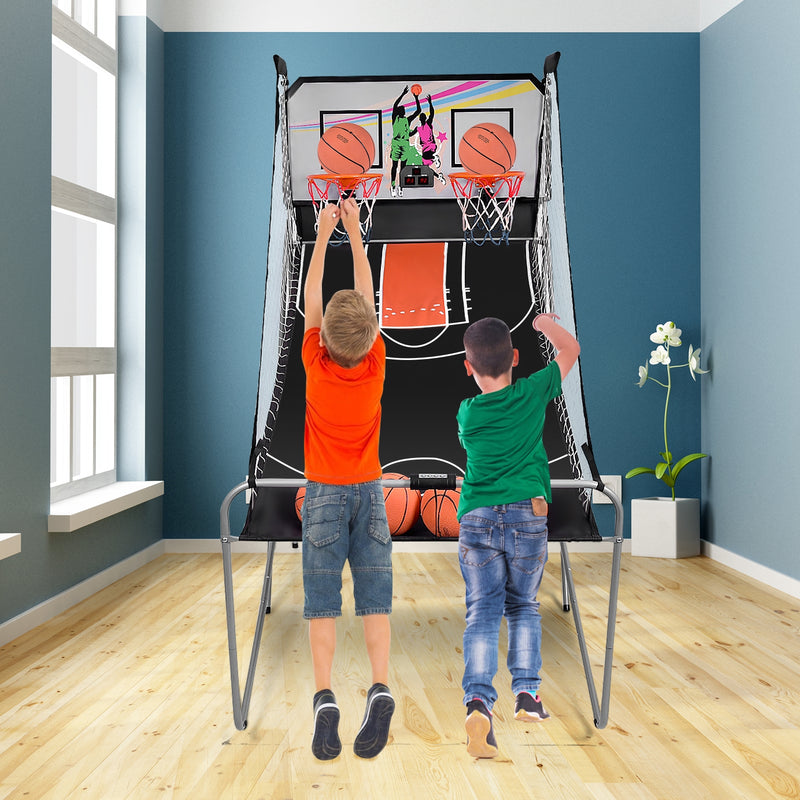 Foldable Double Electronic Basketball Game with 4 Balls Indoor