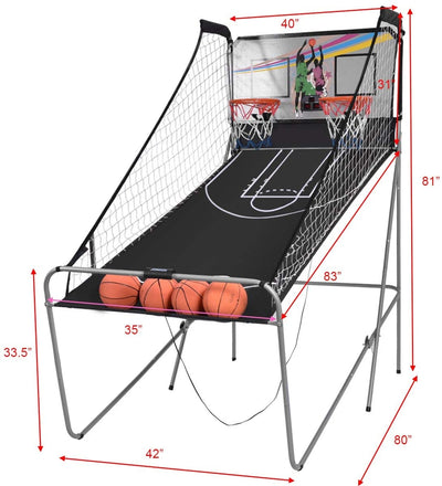 Foldable Double Electronic Basketball Game with 4 Balls Indoor