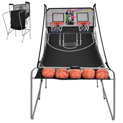 Foldable Double Electronic Basketball Game with 4 Balls Indoor