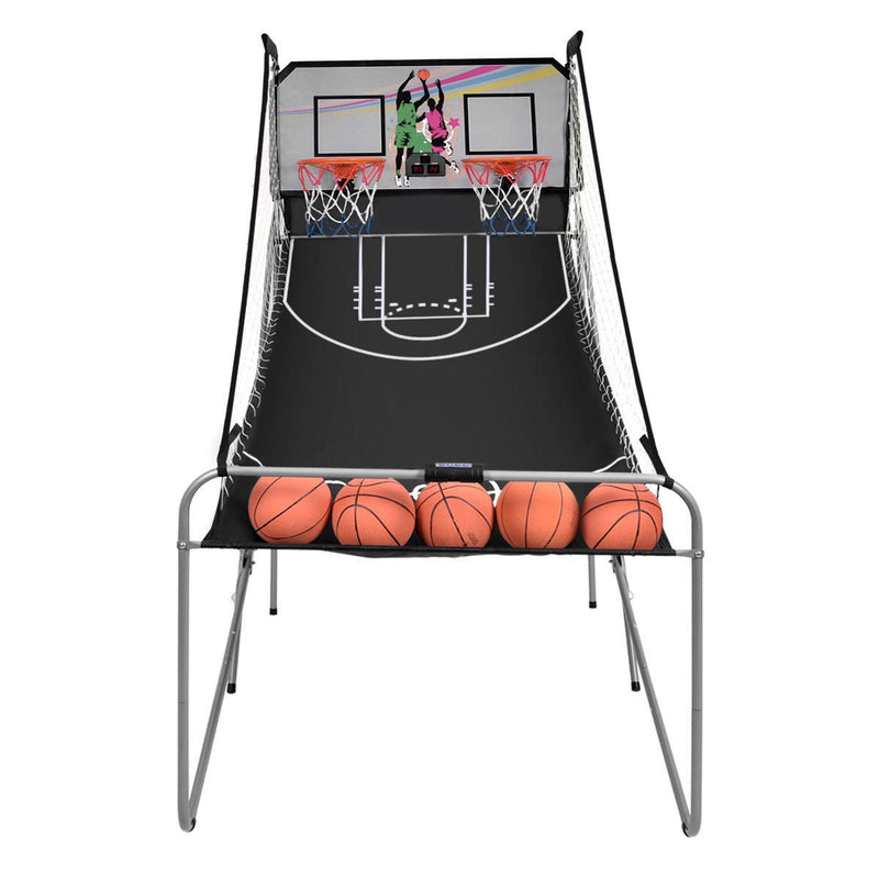 Foldable Double Electronic Basketball Game with 4 Balls Indoor