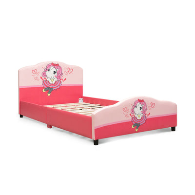 Kids Children Upholstered Platform Toddler Girl Pattern Bed