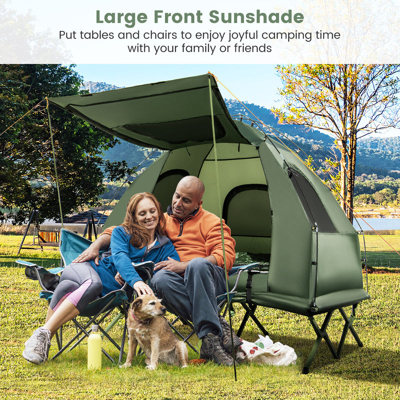 5-in-1 2-Person Foldable Outdoor Camping Tent Cot with Air Mattress and Sleeping Bag