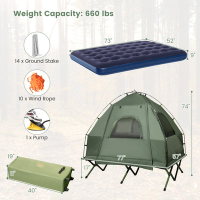 5-in-1 2-Person Foldable Outdoor Camping Tent Cot with Air Mattress and Sleeping Bag