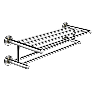 24 Inch Wall Mounted Stainless Steel Towel Storage Rack with 2 Storage Tier