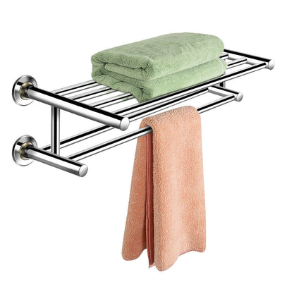 24 Inch Wall Mounted Stainless Steel Towel Storage Rack with 2 Storage Tier