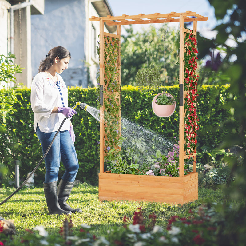 Raised Garden Bed with Arch Trellis-Orange