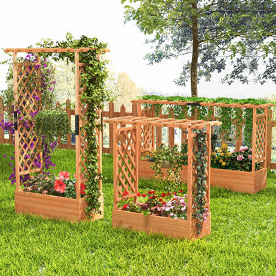 Raised Garden Bed with Arch Trellis-Orange