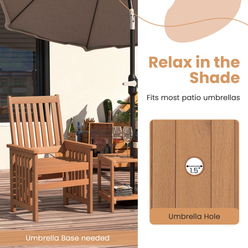 3 Pieces Patio Furniture Set with 1.5 Inch Umbrella Hole