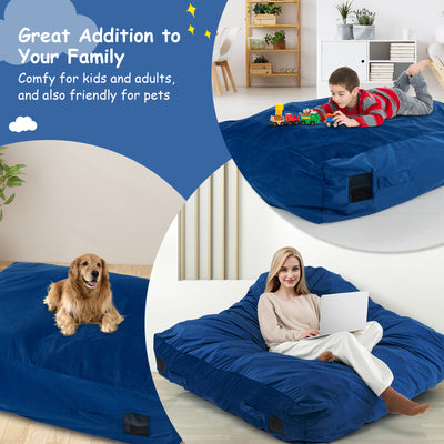 47 x 35.5 Inch Crash Pad Sensory Mat with Foam Blocks and Washable Cover-Blue