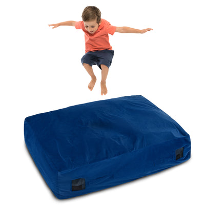 47 x 35.5 Inch Crash Pad Sensory Mat with Foam Blocks and Washable Cover-Blue