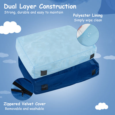 47 x 35.5 Inch Crash Pad Sensory Mat with Foam Blocks and Washable Cover-Blue