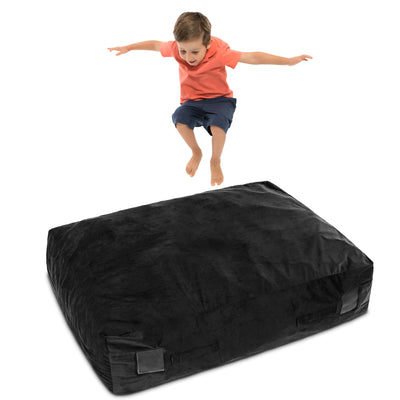 47 x 35.5 Inch Crash Pad Sensory Mat with Foam Blocks and Washable Cover-Black