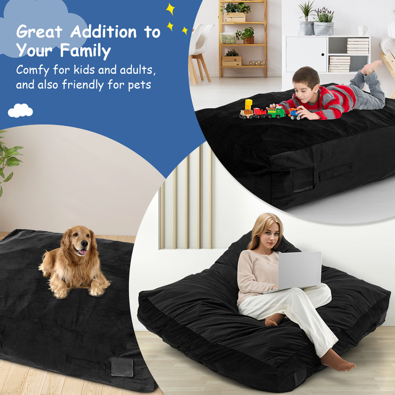 47 x 35.5 Inch Crash Pad Sensory Mat with Foam Blocks and Washable Cover-Black