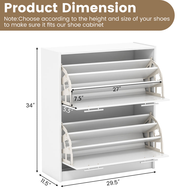 1/2/3-Tier Shoe Storage Cupboard Organizer with Top Display and Flip Drawer-2-Tier