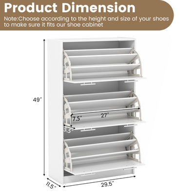 1/2/3-Tier Shoe Storage Cupboard Organizer with Top Display and Flip Drawer-3-Tier