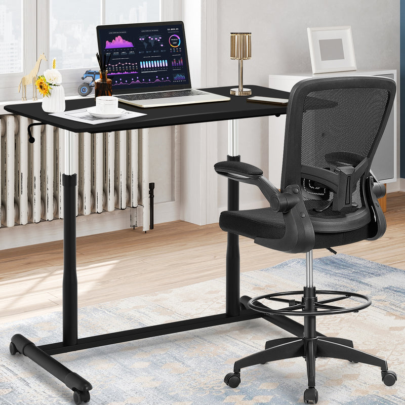 Height Adjustable Computer Desk Sit to Stand Rolling Notebook Table -Black