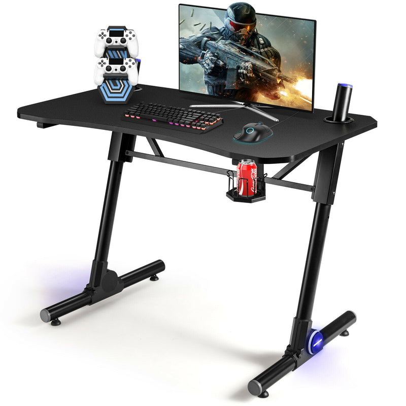 43.5 Inch Height Adjustable Gaming Desk with Blue LED Lights