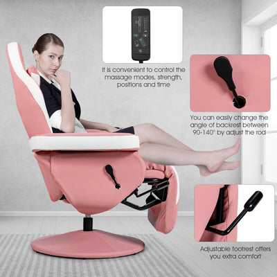 Ergonomic High Back Massage Gaming Chair with Pillow-Pink