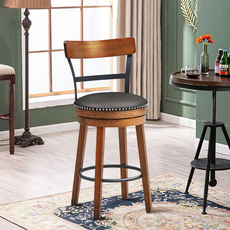 30.5 Inch 360-Degree Swivel Stools with Leather Padded Seat