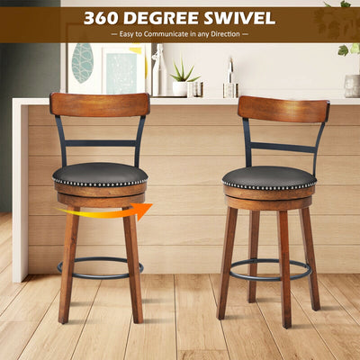 30.5 Inch 360-Degree Swivel Stools with Leather Padded Seat