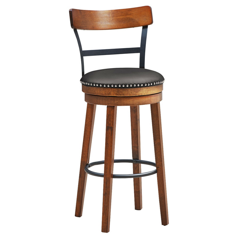 30.5 Inch 360-Degree Swivel Stools with Leather Padded Seat