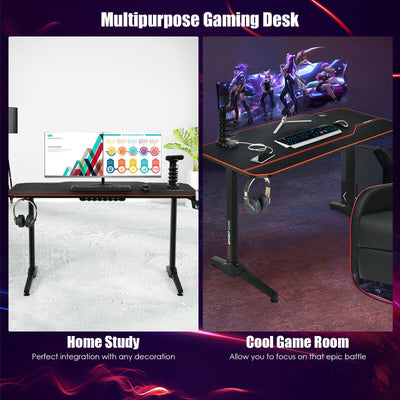 55 Inch Gaming Desk with Free Mouse Pad with Carbon Fiber Surface