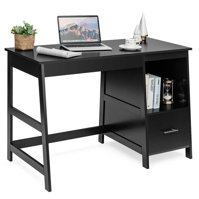 47.5 Inch Modern Home Computer Desk with 2 Storage Drawers-Black