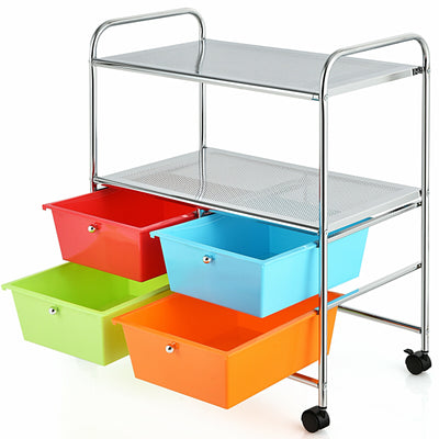 4 Drawers Shelves Rolling Storage Cart Rack-Color