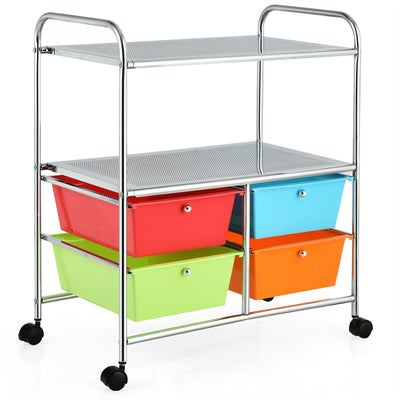 4 Drawers Shelves Rolling Storage Cart Rack-Color