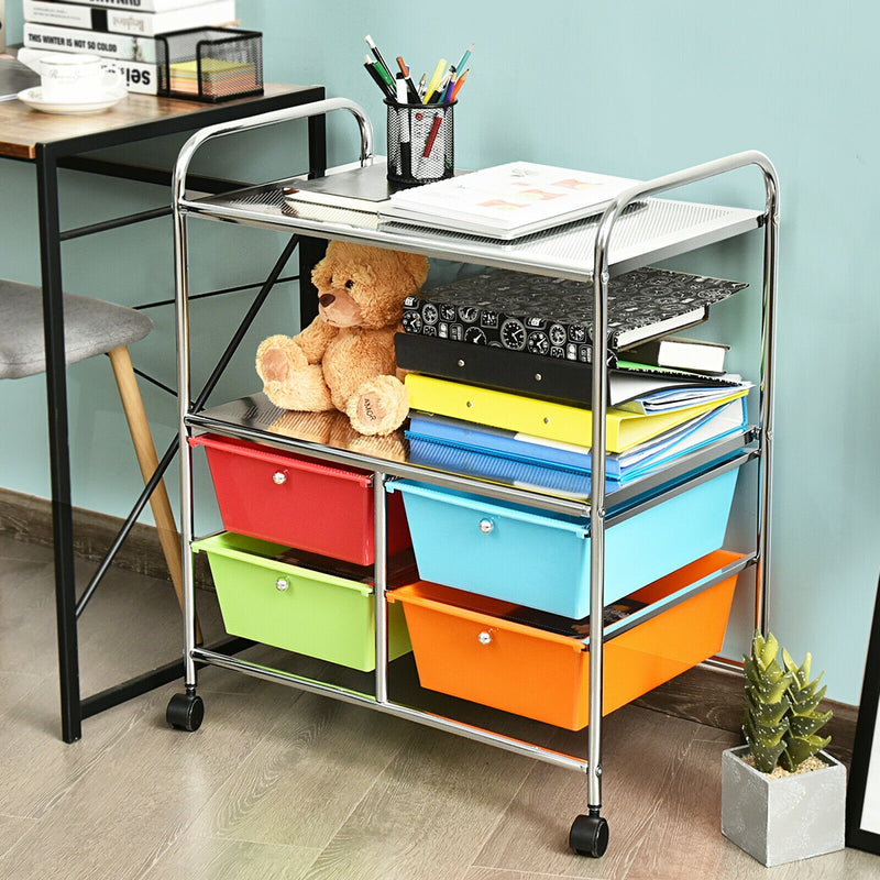 4 Drawers Shelves Rolling Storage Cart Rack-Color