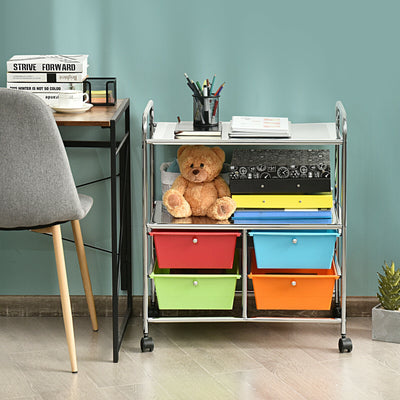 4 Drawers Shelves Rolling Storage Cart Rack-Color