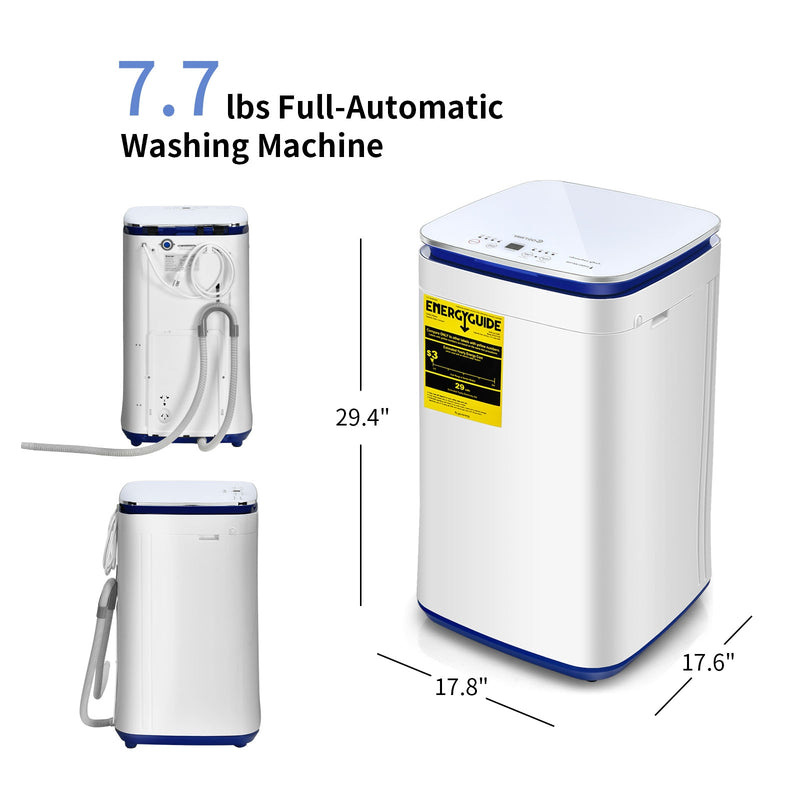 7.7 lbs Compact Full Automatic Washing Machine with Heating Function Pump