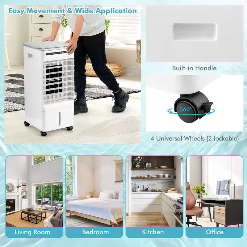 3-in-1 Evaporative Portable Air Cooler with 3 Modes include Remote Control-White