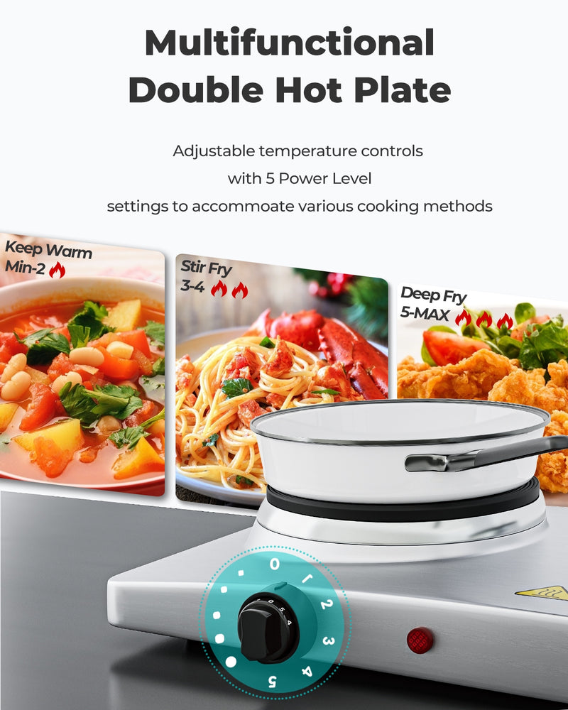 1800W Double Hot Plate Electric Countertop Burner