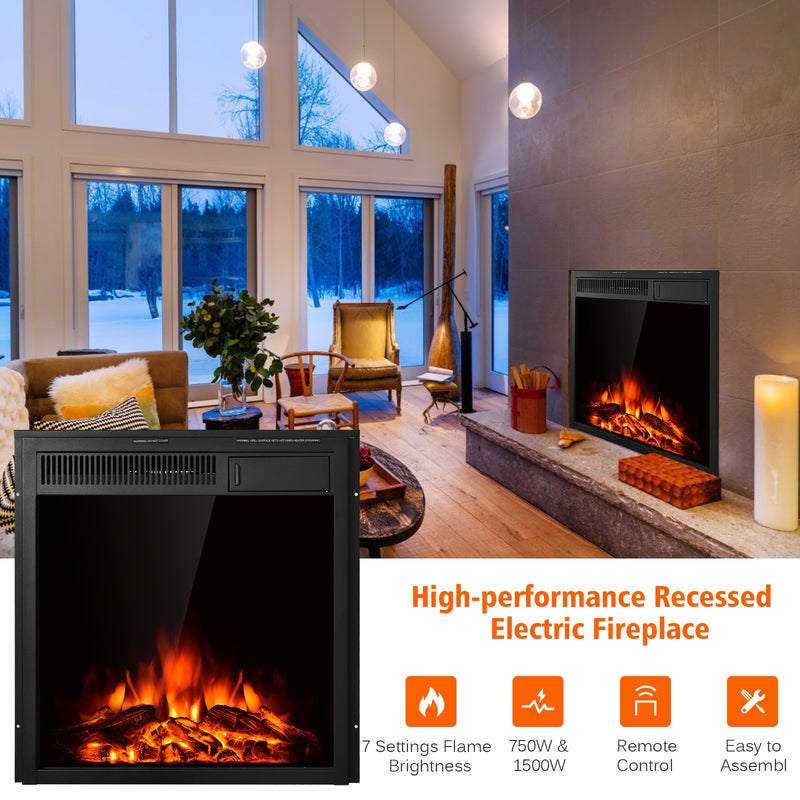 22.5 Inch Electric Fireplace Insert Freestanding and Recessed Heater