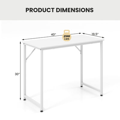 40 Inch Small Computer Desk with Heavy-duty Metal Frame-White