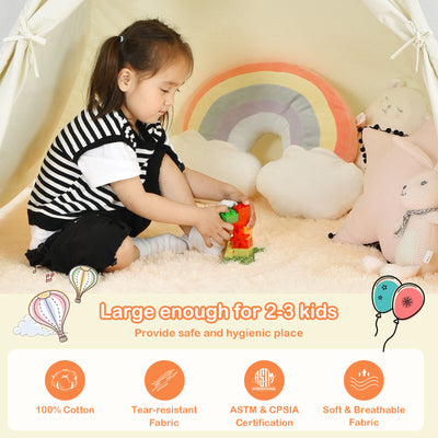 Foldable Kids Canvas Teepee Play Tent