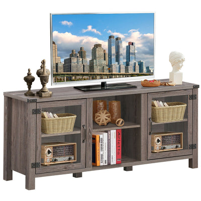 TV Stand Entertainment Center for TV's with Storage Cabinets-Gray