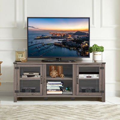 TV Stand Entertainment Center for TV's with Storage Cabinets-Gray