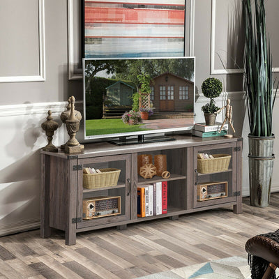 TV Stand Entertainment Center for TV's with Storage Cabinets-Gray