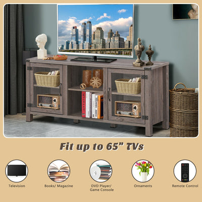 TV Stand Entertainment Center for TV's with Storage Cabinets-Gray