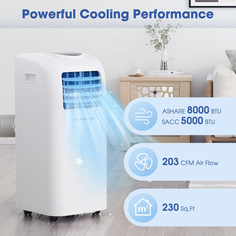 8000 BTU(Ashrae) Portable Air Conditioner with Remote Control