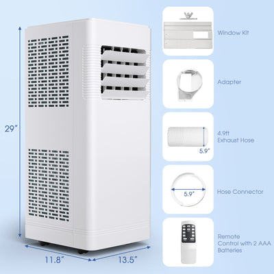 3-in-1 Portable Air Conditioner with Cooling Fan Dehumidifier Function-10000 BTU